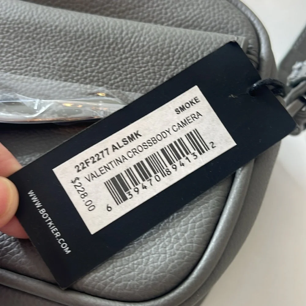 Botkier Valentina Mini Camera Crossbody Bag Leather Smoke Gray